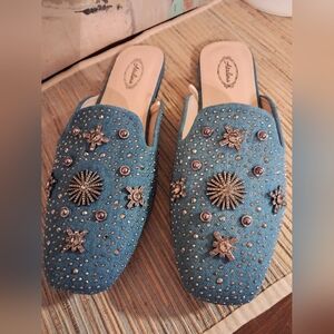 💧Atalina Denim Jeweled Embellished Mule